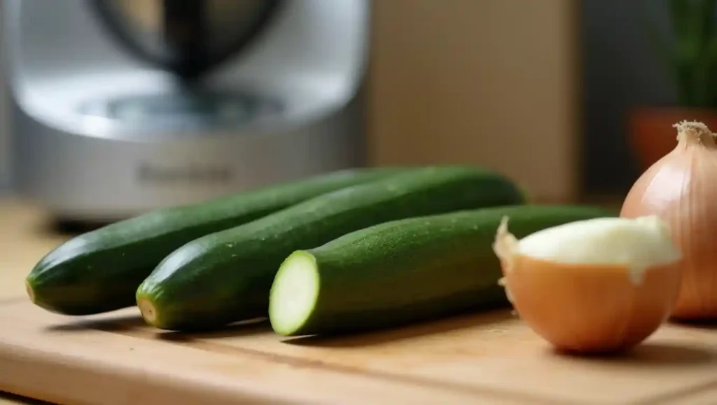 Fresh courgettes and ingredients with Thermomix.