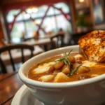 soupe à l'oignon traditionnelle with melted cheese