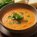 Bol de Soupe de Carottes et Pommes de Terre avec Persil