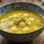 Bol de soupe poireaux pomme de terre